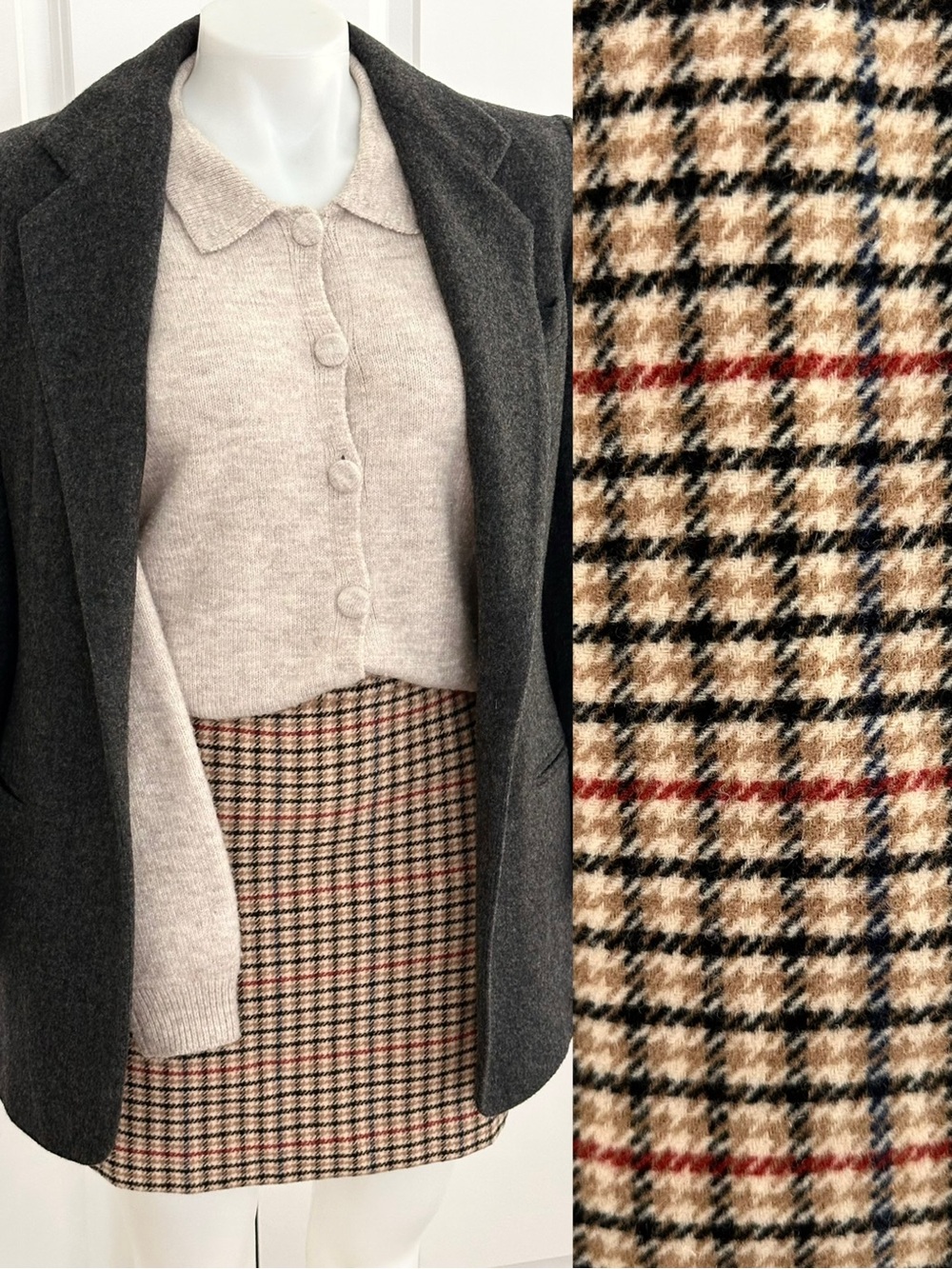J. Crew Plaid Wool Blend Fall A-Line Tan Mini Skirt